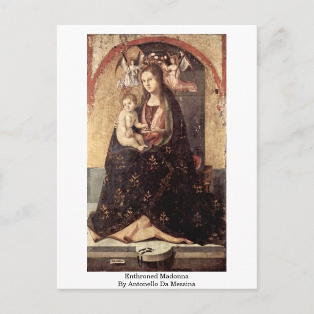 Enthroned Madonna By Antonello Da Messina Postcard (Front)