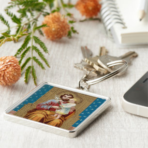 Enthroned St. Joseph with Toddler Christ Child Key Ring