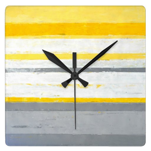 Image of 'Enthused' Grey and Yellow Abstract Art Clock