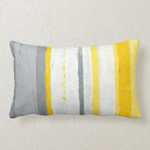 'Enthused' Grey and Yellow Abstract Art Pillow