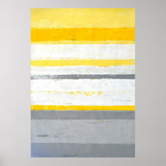 'Enthused' Grey and Yellow Abstract Art Poster