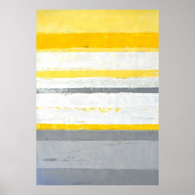 'Enthused' Grey and Yellow Abstract Art Poster (Front)