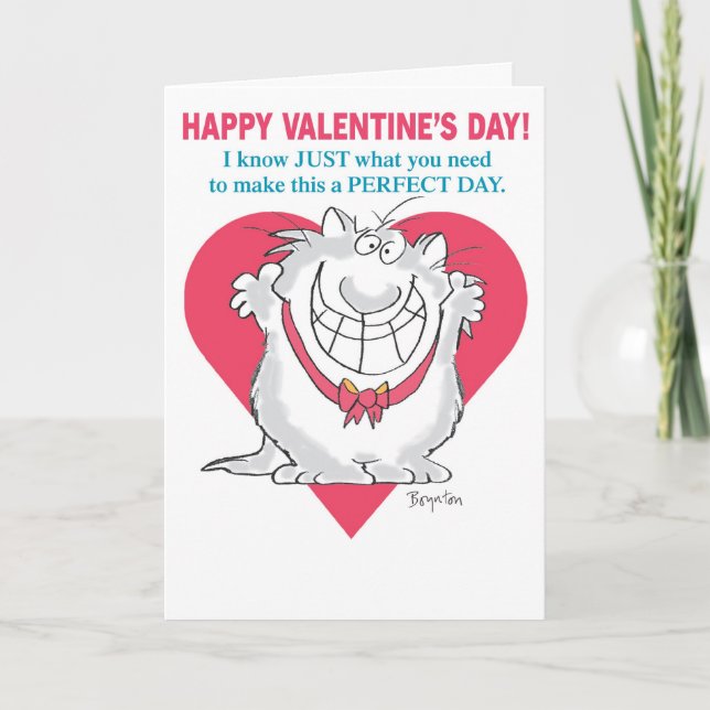 ENTHUSIASTIC CAT Valentines by Boynton Holiday Card (Front)