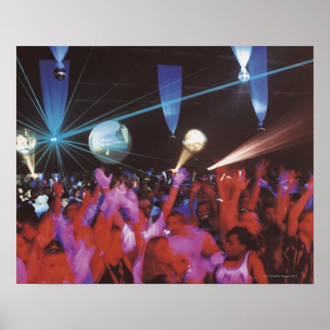 Enthusiastic crowd dancing poster (Front)