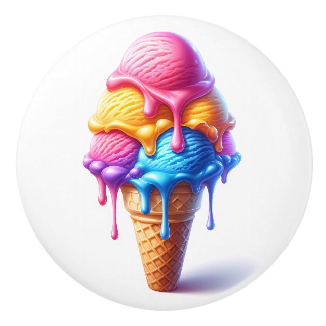 Enticing Ice Cream  Ceramic Knob (Front)