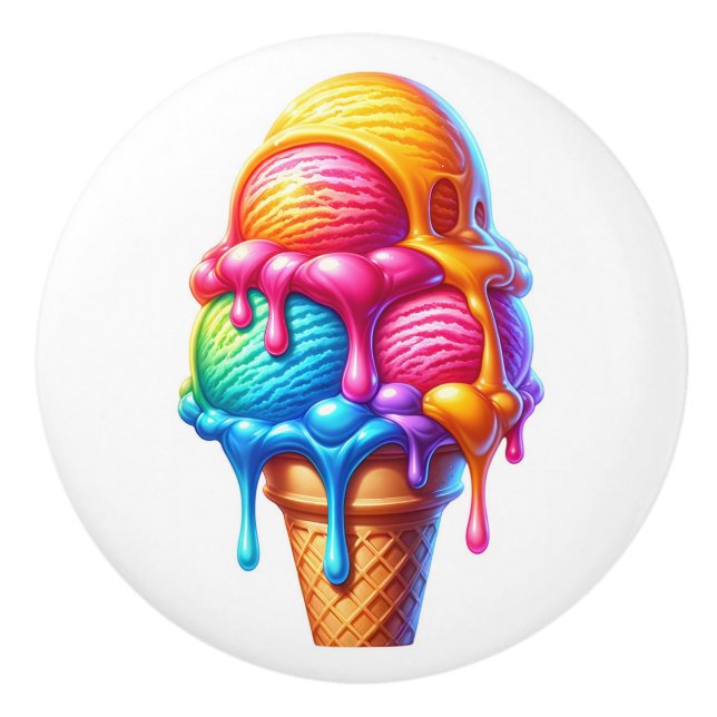 Enticing Ice Cream  Ceramic Knob (Front)