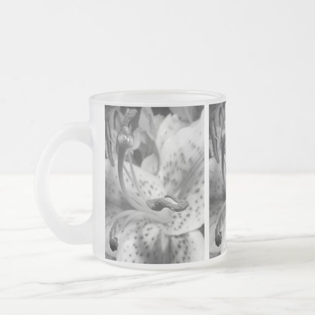 Enticing Lily Frosted Glass Coffee Mug (Left)