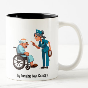 Entitled Elderly Patient Gets Hogtie Therapy Two-T Two-Tone Coffee Mug