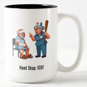 Entitled Elderly Patient Meets Bat-Wielding Nurse Two-Tone Coffee Mug
