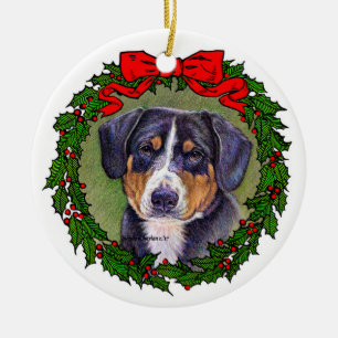 Entlebucher Mountain Dog Art by Glenda Harlan Ceramic Tree Decoration