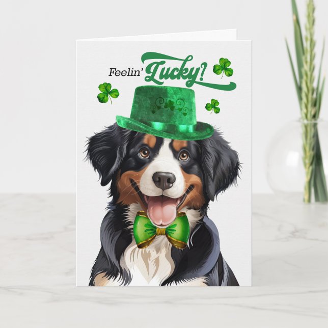 Entlebucher Mountain Dog Lucky St Patrick's Day Holiday Card (Front)