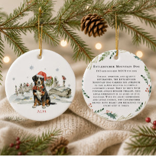 Entlebucher Mountain Dog Monogram Ceramic Tree Decoration
