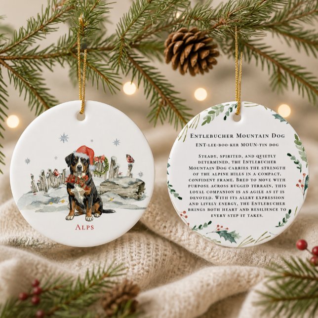 Entlebucher Mountain Dog Monogram Ceramic Tree Decoration (Creator Uploaded)