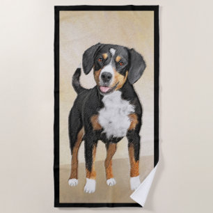 Entlebucher Mountain Dog Painting - Original Art Beach Towel