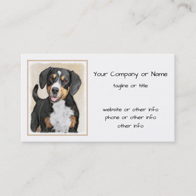 Entlebucher Mountain Dog Painting - Original Art Business Card (Front)