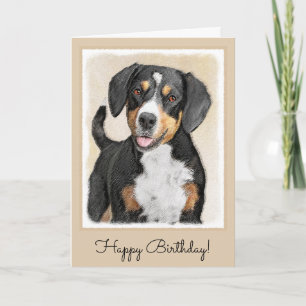 Entlebucher Mountain Dog Painting - Original Art Card