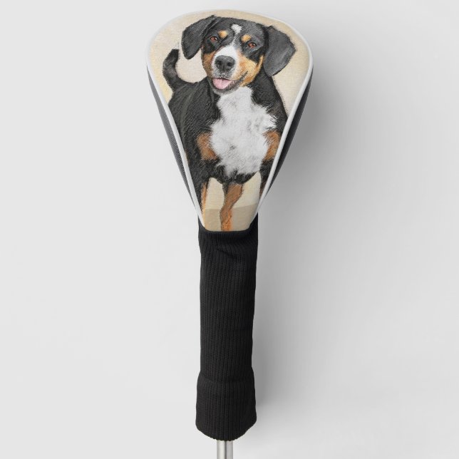 Entlebucher Mountain Dog Painting - Original Art Golf Head Cover (Front)