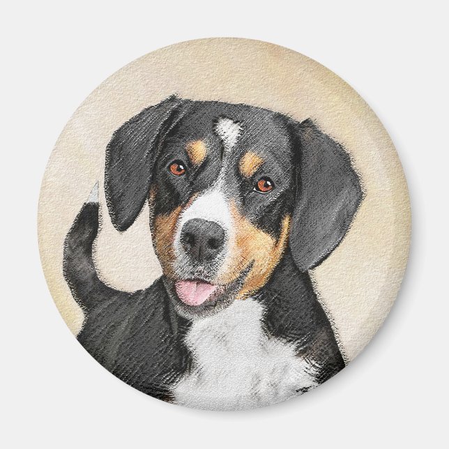 Entlebucher Mountain Dog Painting - Original Art Magnet (Front)