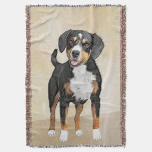 Entlebucher Mountain Dog Painting - Original Art Throw Blanket