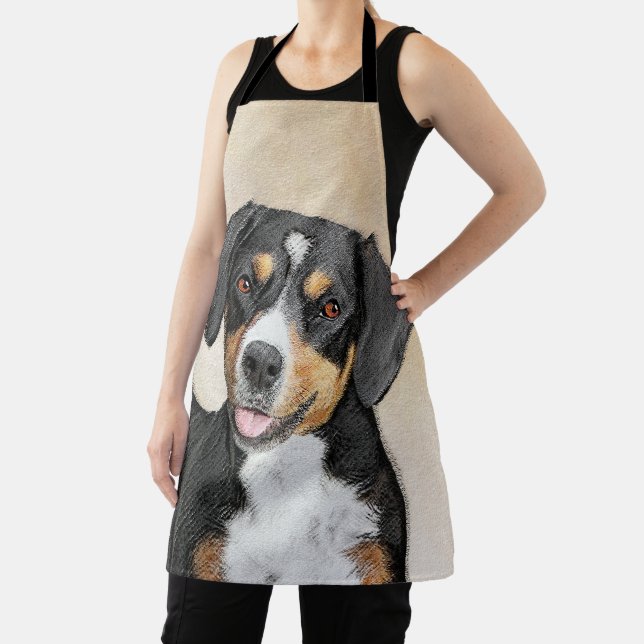 Entlebucher Mountain Dog Painting Original Dog Art Apron (Insitu)