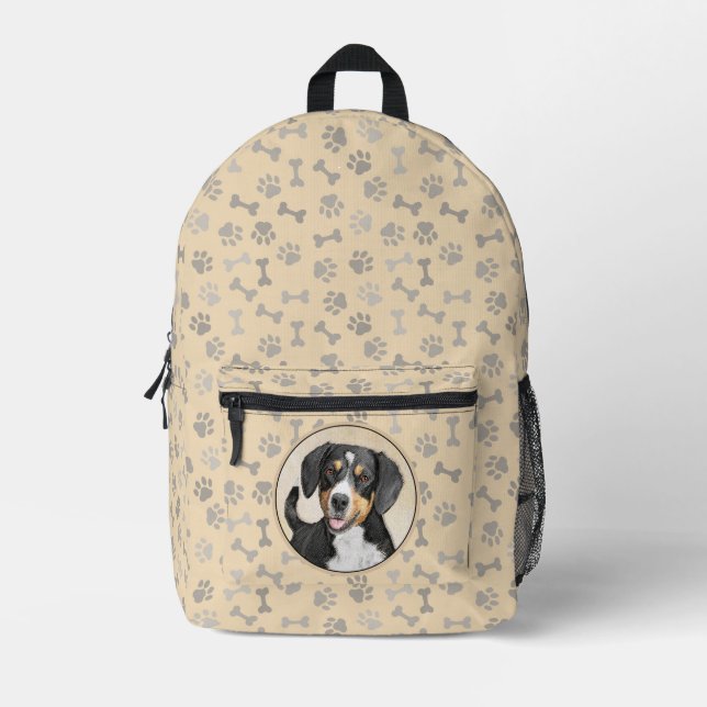 Entlebucher Mountain Dog Painting Original Dog Art Printed Backpack (Front)