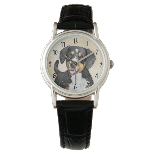 Entlebucher Mountain Dog Painting Original Dog Art Watch (Front)