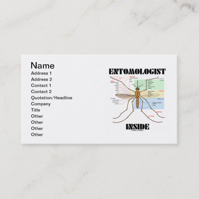 Entomologist Inside (Mosquito Anatomy) Business Card (Front)