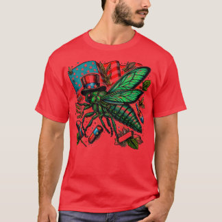 Entomology Cicada 4th july Lover Cicada Fest 2024  T-Shirt