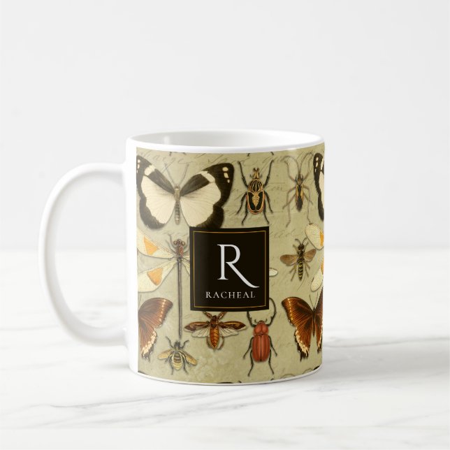Entomology Vintage Illustration Old Paper Rustic Coffee Mug (Left)