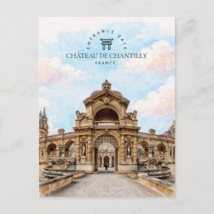 Entrance Gate, Château De Chantilly   France Holiday Postcard