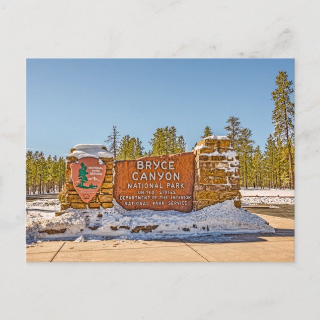 Entrance Sign for Bryce Canyon National Park Postcard (Front)