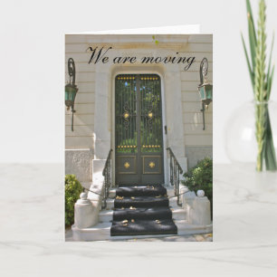 Entrance steps to a double door We are moving Announcement