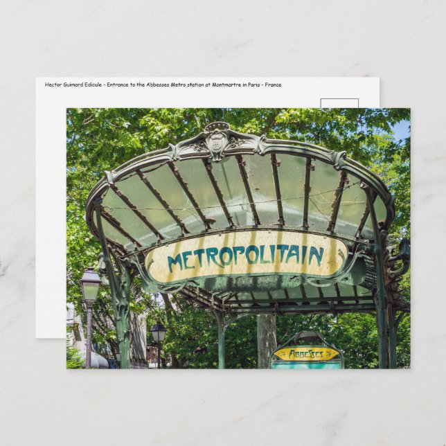Entrance to Metro station at Montmartre - Paris Postcard (Front/Back)