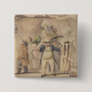 Entrance to Pidcock's Exhibition Tent at a Fair (p 15 Cm Square Badge
