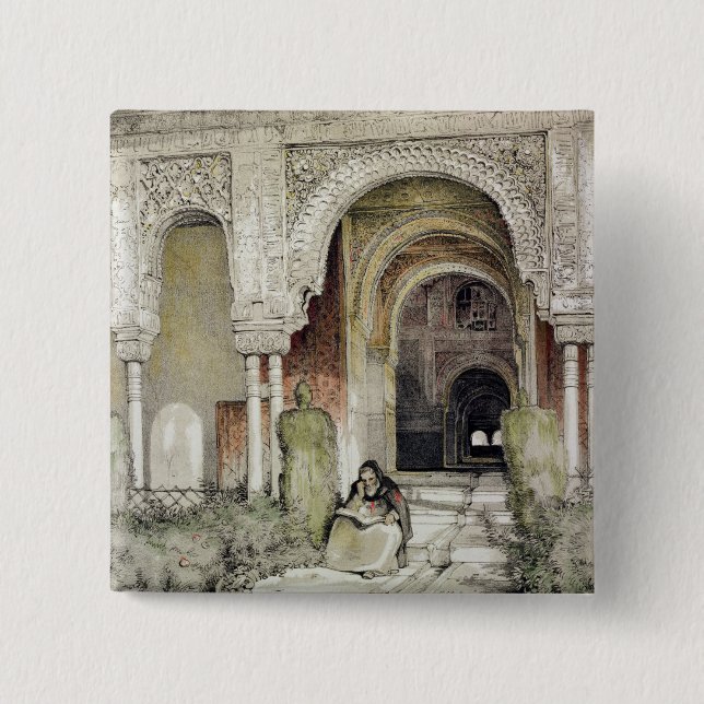 Entrance to the Hall of the Two Sisters (Sala de l 15 Cm Square Badge (Front)