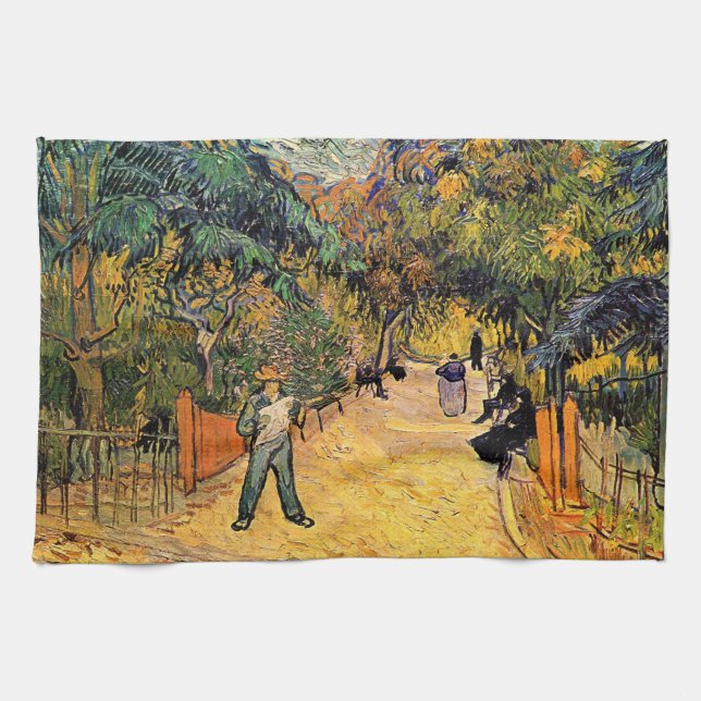 Entrance to the Public Park by Vincent van Gogh Tea Towel (Horizontal)