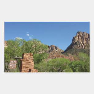 Entrance to Zion National Park in Utah Rectangular Sticker