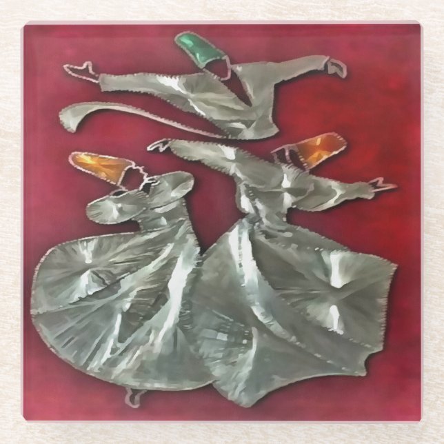 Entranced Sufis In Prayer Acrylic Art Glass Coaster (Front)