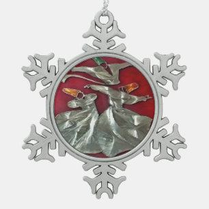 Entranced Sufis In Prayer Acrylic Art Snowflake Pewter Christmas Ornament