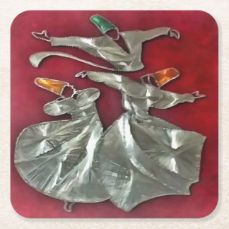 Entranced Sufis In Prayer Acrylic Art Square Paper Coaster