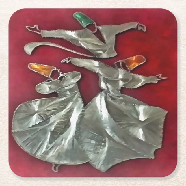 Entranced Sufis In Prayer Acrylic Art Square Paper Coaster (Front)