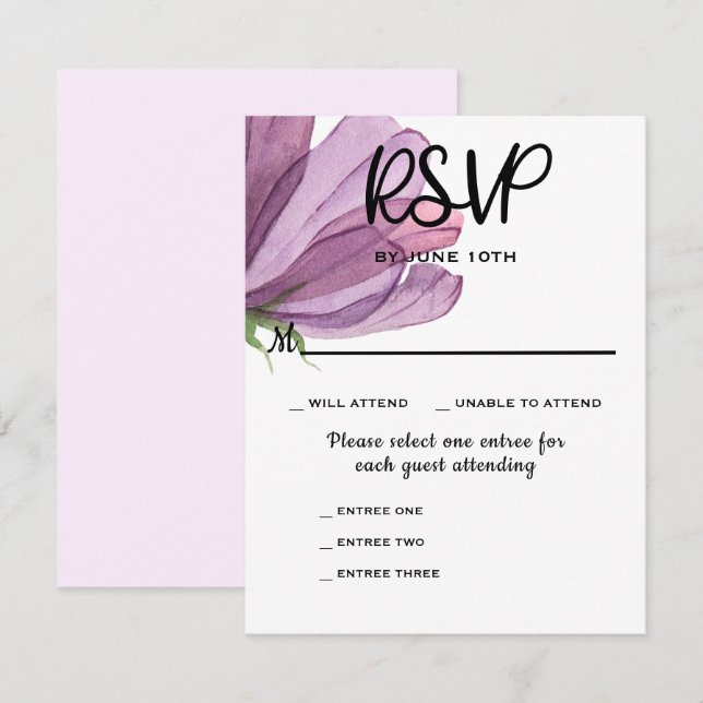 Entree Choices Elegant RSVP Wedding Response Card (Front/Back)