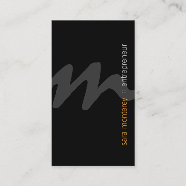 Entrepreneur Bold Script Monogram Business Card (Front)
