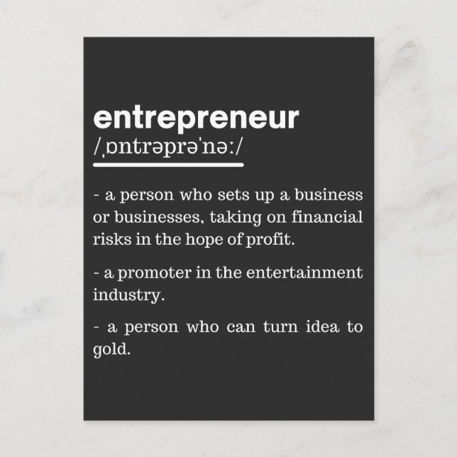 Entrepreneur Definition Funny Business Owner Gift Holiday Postcard (Front)