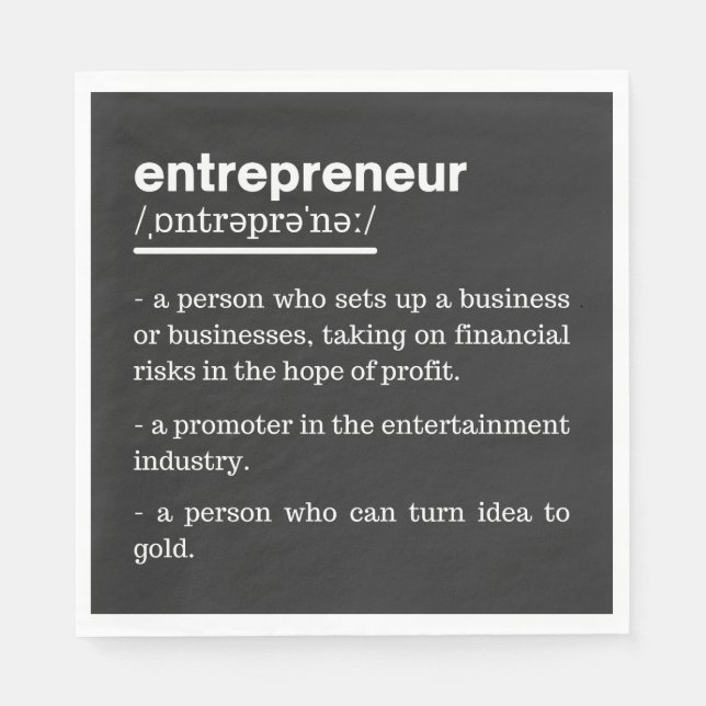 Entrepreneur Definition Funny Business Owner Gift Napkin (Front)