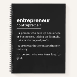 Entrepreneur Definition Funny Business Owner Gift Notebook