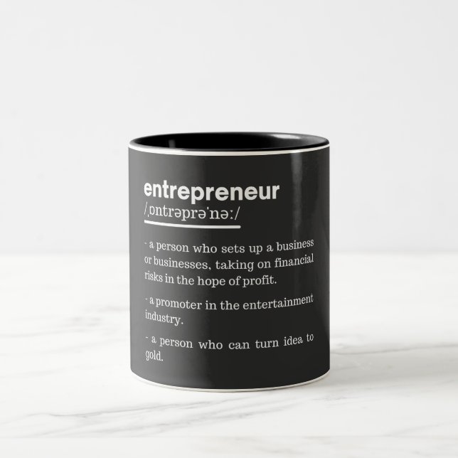 Entrepreneur Definition Funny Business Owner Gift Two-Tone Coffee Mug (Center)