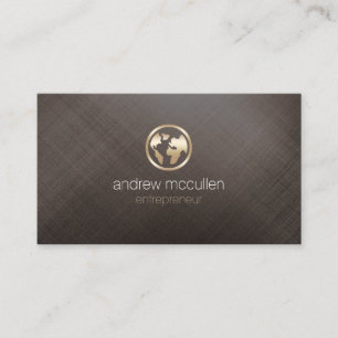 Entrepreneur Globe Icon Gold Brushed Metal Business Card