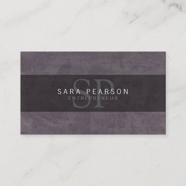 Entrepreneur Monogram Grunge Business Card (Front)