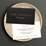 Entrepreneur Professional Black Linen Look Vintage Business Card<br><div class="desc">Strong and classic in presentation.  A handsome vintage inspired design featuring realistic digital image of black linen textured background</div>
